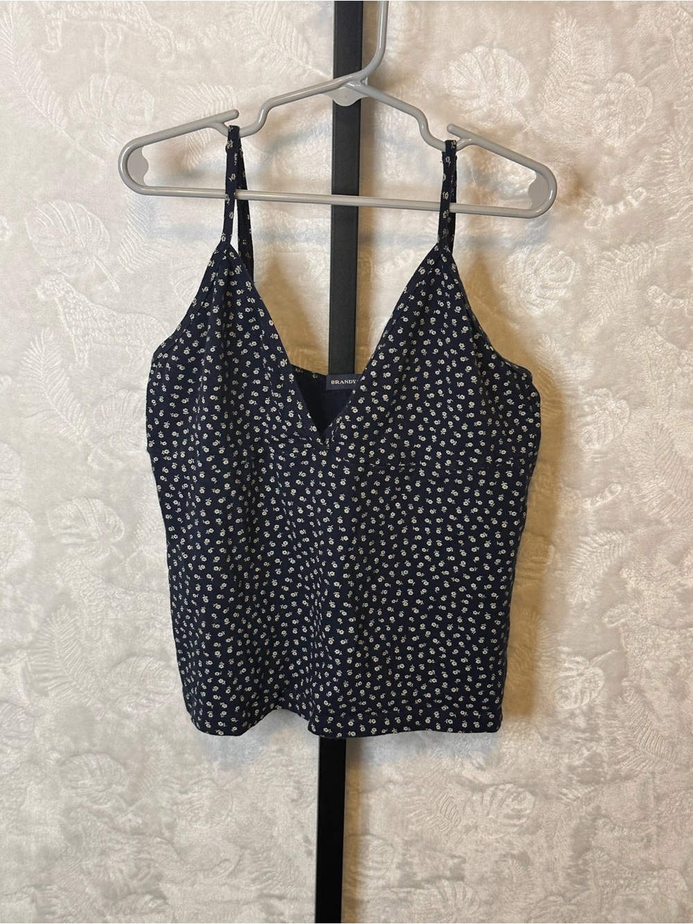 Brandy Melville Navy White Floral V-Neck Cami